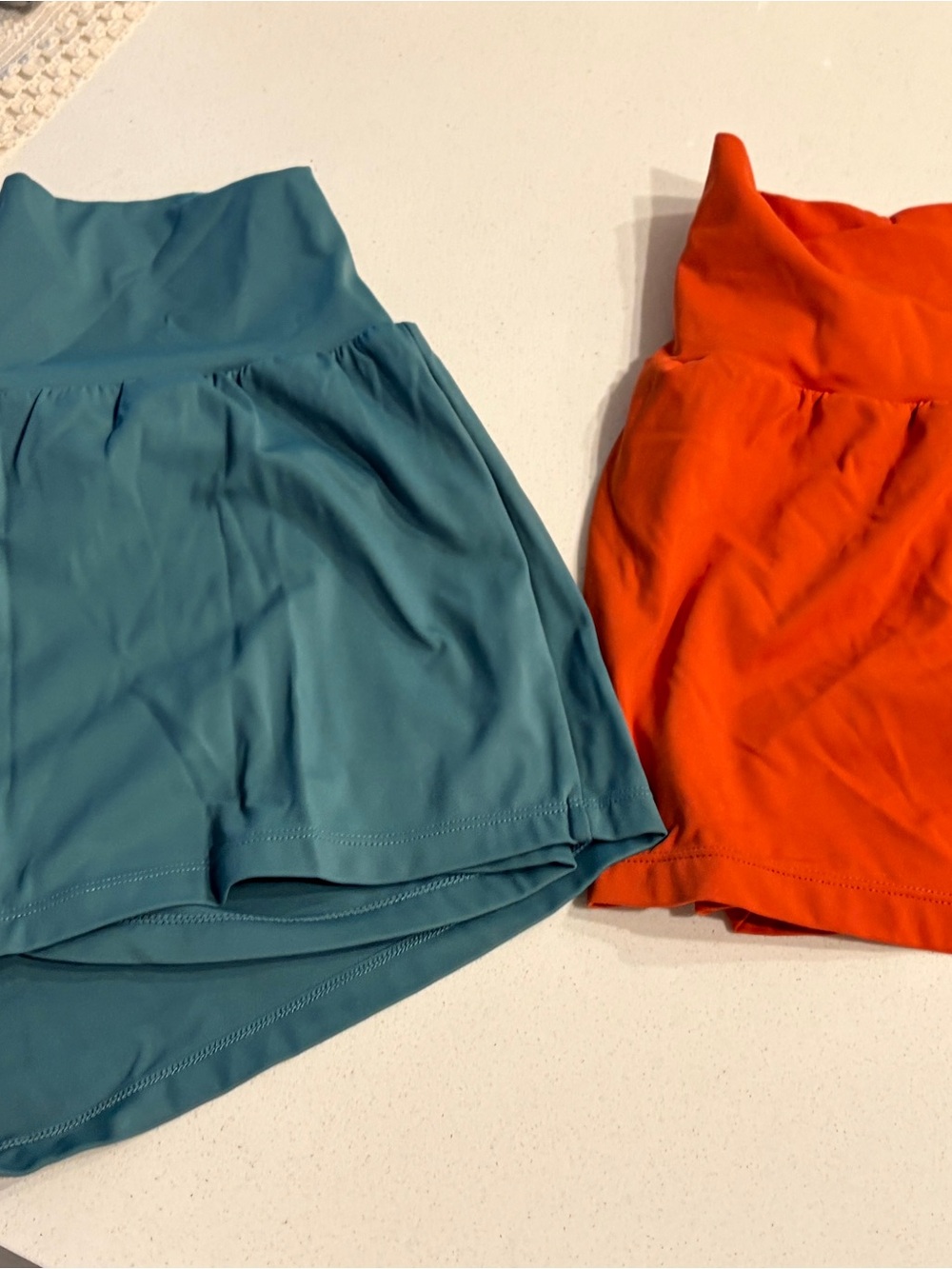 HALARA Athletic Shorts Skirt Duo - Teal and Bright Orange 2 Pairs